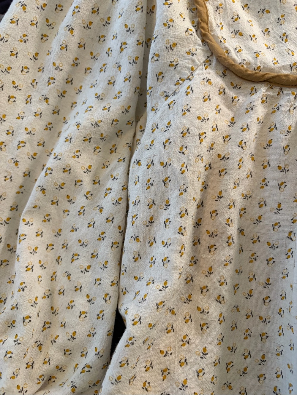 In Loom Boho Cream Floral Peasant Blouse with Mustard Trim - Picture 8 of 11